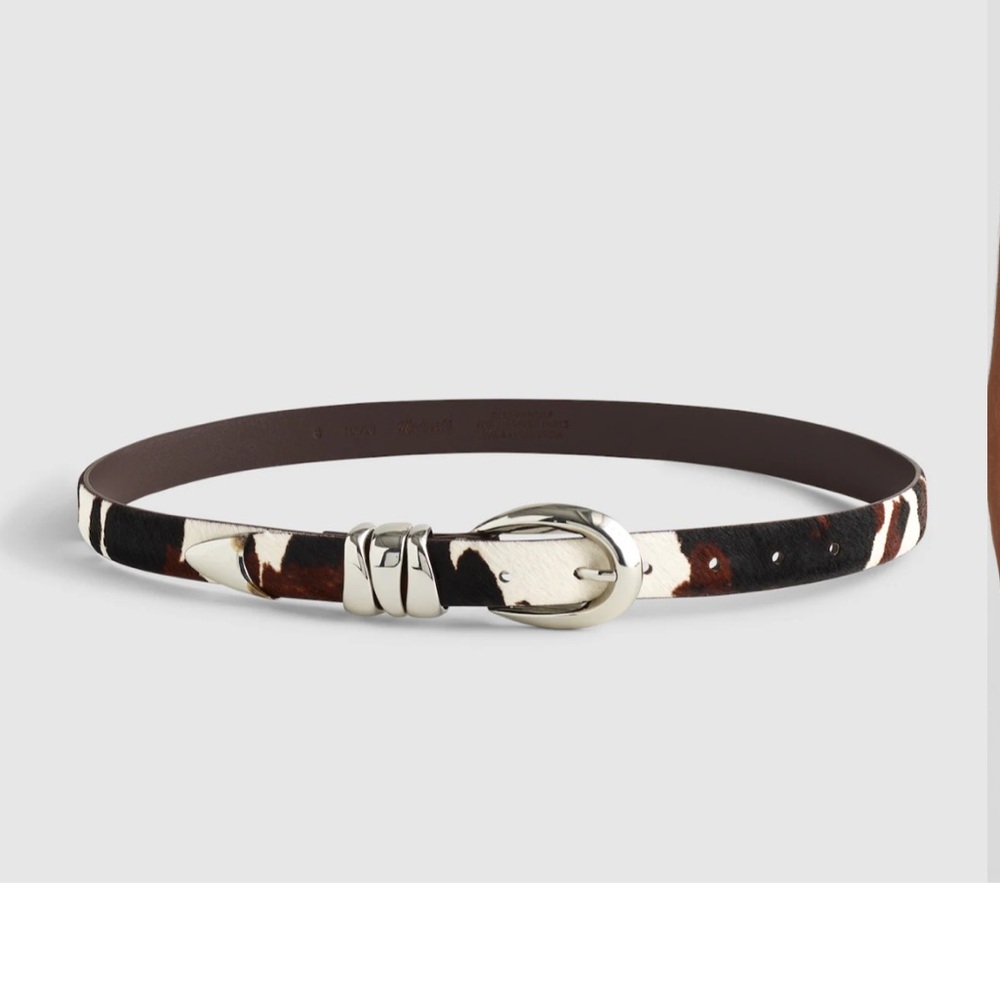 Madewell Triple Metal Keeper Belt in Dark Carob Multi Calfhair Size XS NWT
